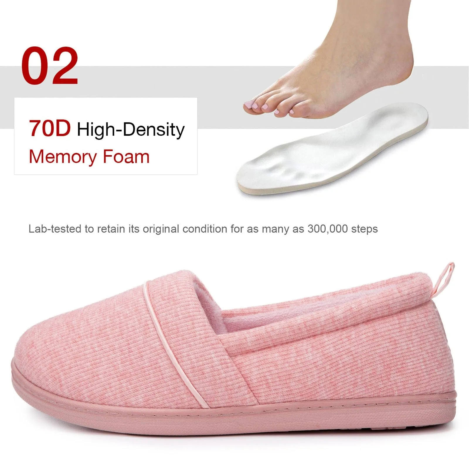 Women's Comfort Knit Loafer Light Weight Slippers with Anti-Skid Rubber Sole